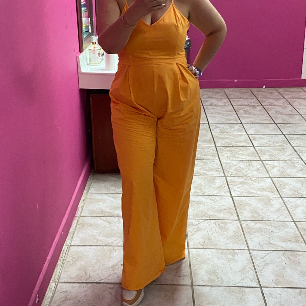 Vibrant Orange Sleeveless Jumpsuit